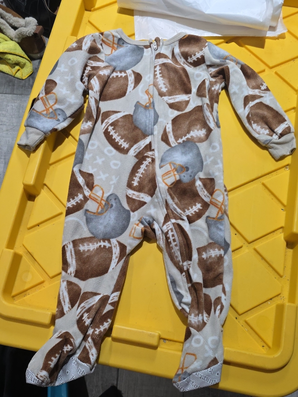 Set Of 2: Kids Headquarters 12 Month Fleece Football Pajamas -